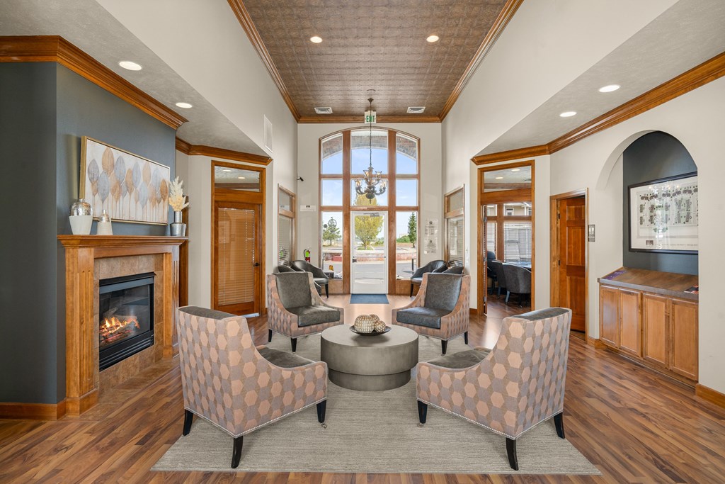 A living room with a fireplace and a couch.