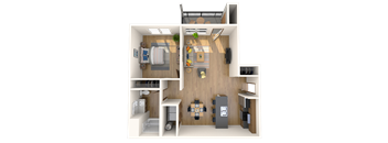 1 bedroom, 1 bathroom floor plan image