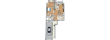 floor plan of a house with a car in the garage