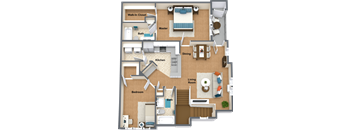 a floor plan of a house with furniture and a living room