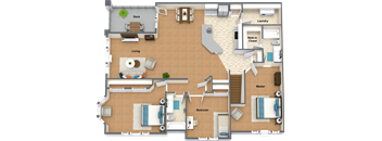 a floor plan of a house with a living room and a dining room