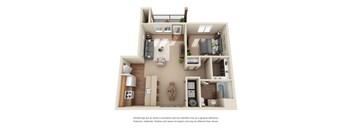 1 bedroom, 1 bathroom floor plan image