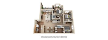 3 bedroom, 2 bathroom floor plan image
