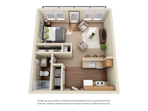 Studio, 1 bathroom floor plan image