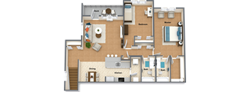 a floor plan of a house with a living room and a dining room