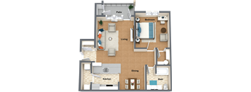 a floor plan of a house with a living room and a dining room