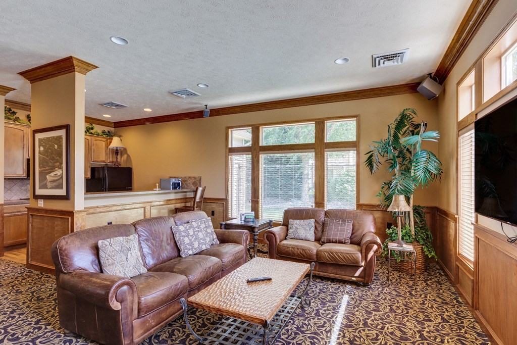 Clubroom with couches and a coffee table