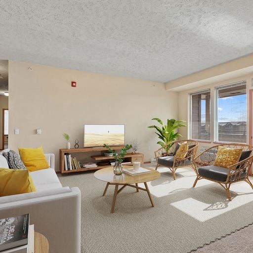 a living room filled with furniture and a flat screen tv