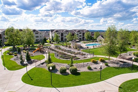 Garden and playground and pool View of the Courtyard
