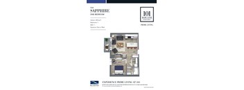 The sapphire floorplan, one bedroom  at 101 Base Line Road West, Ontario