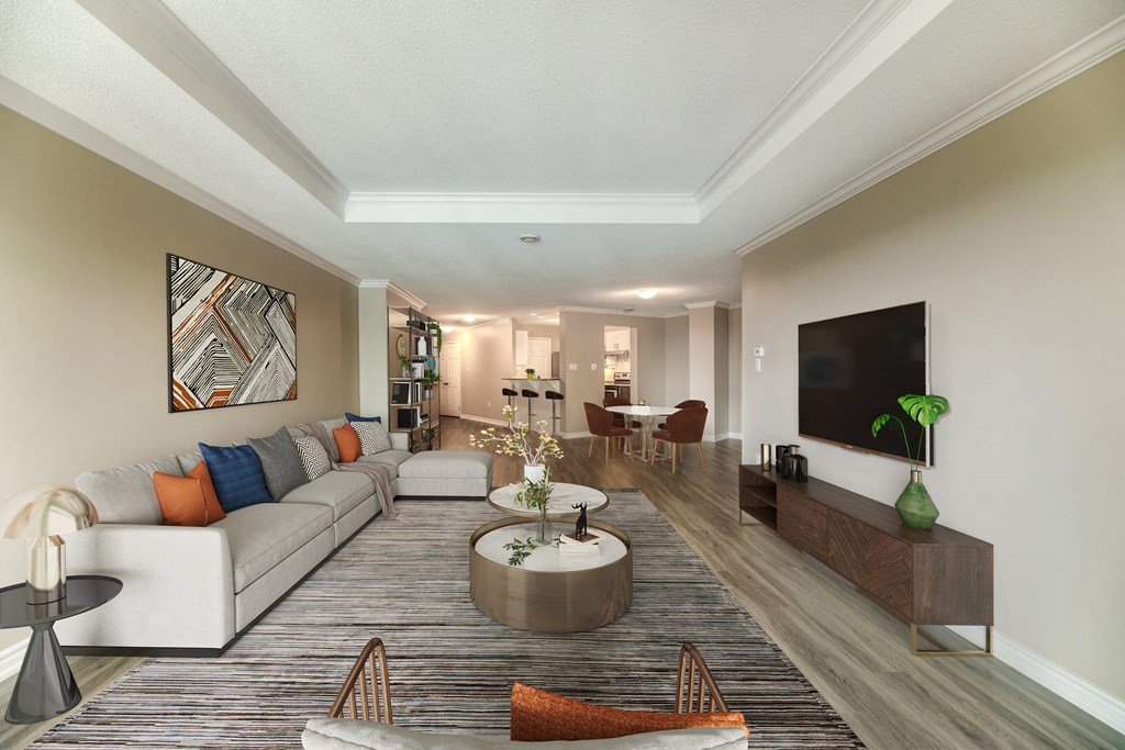 a living room filled with furniture and a flat screen tv