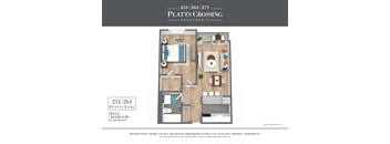 One bedroom small floorplan  at Platts Crossing, London, ON, N6H 4P4
