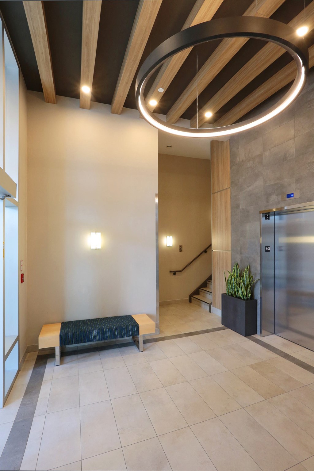 Lobby of 250 Oakland featuring light fixture.