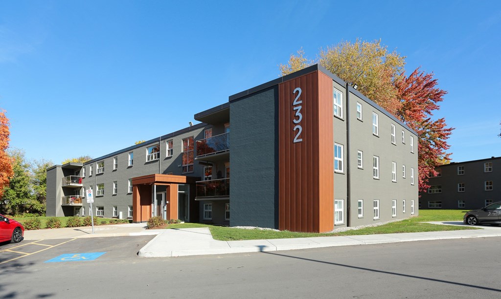 a photo of the front of a building with the number 22 on it