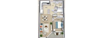 a floor plan of a one bedroom apartment with a bathroom and living room