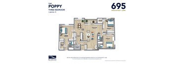 the poppy three bedroom floor plan