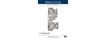 A floor plan for a 2 bedroom apartment at 271 Platts Lane.