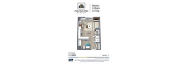 Maple Studio floorplan. Barrier Free