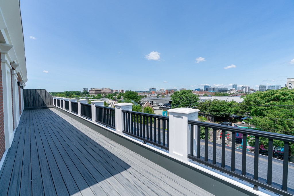 a view of the city from the balcony
