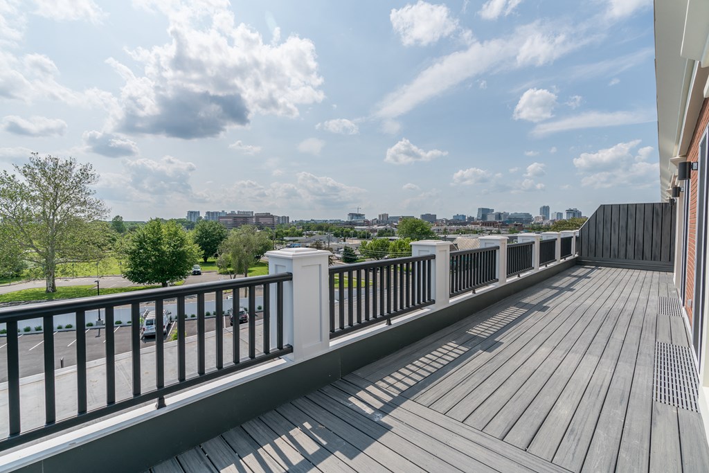 a view of the city from a balcony