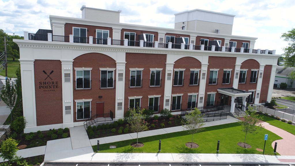 a view of the front of the york hospital building from the roof of the hospital