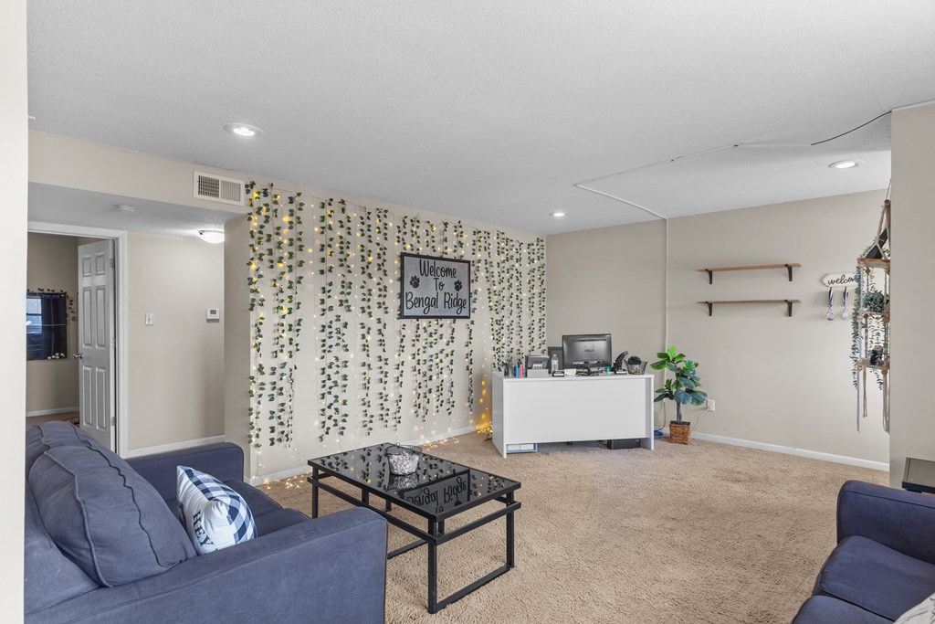 a living room with a couch and a coffee table
