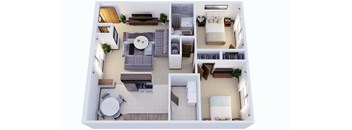 a floor plan of a house with a bedroom and a living room