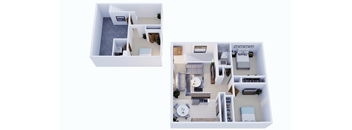 a floor plan of a house with a bedroom and a living room