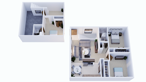 a floor plan of a house with a bedroom and a living room