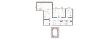 a floor plan of a small house with a bedroom and a living room