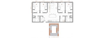 a floor plan of a house with bedrooms and a living room