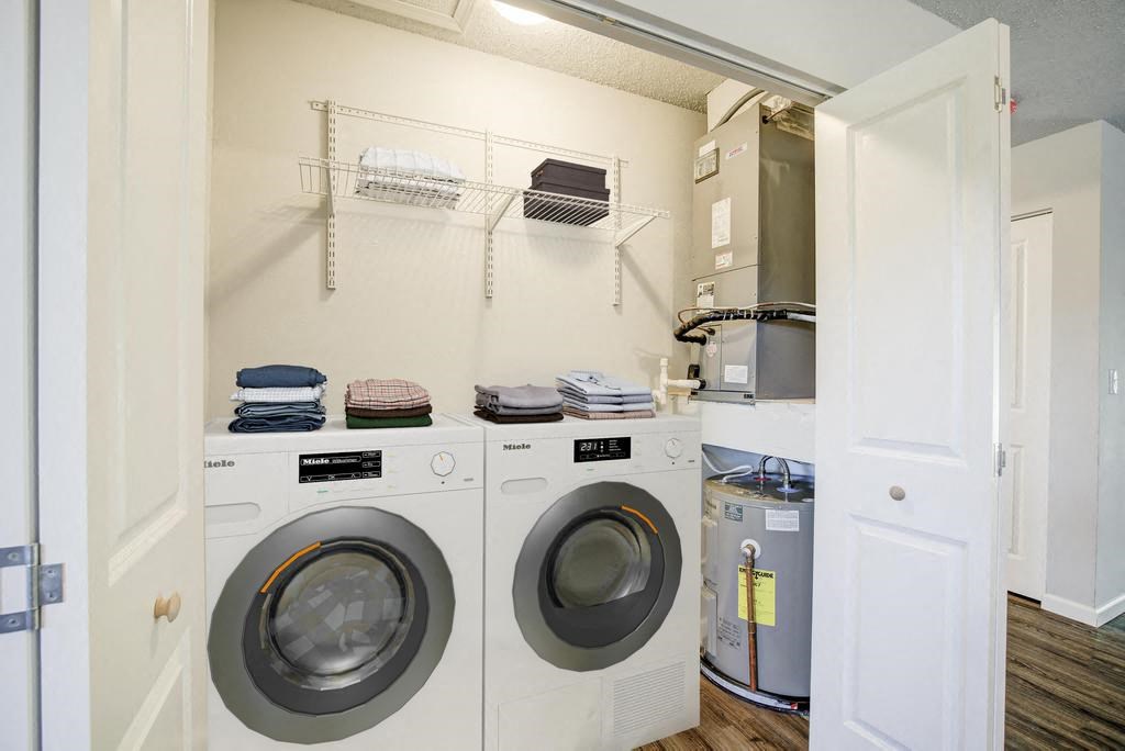 a washer and dryer in a laundry room