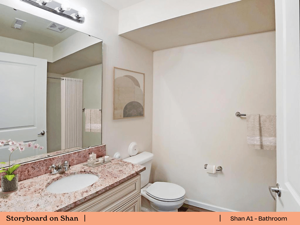 a bathroom with a sink toilet and a mirror