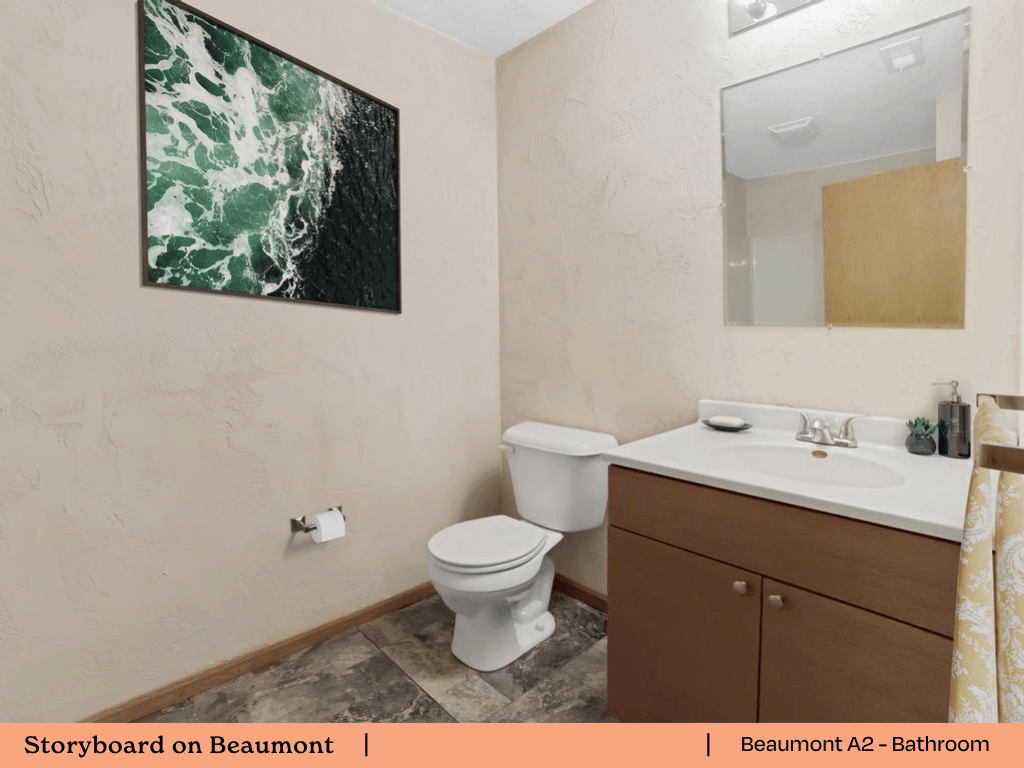 a bathroom with a toilet sink and a mirror