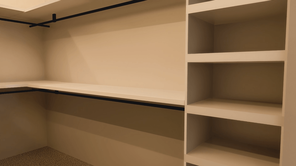 Empty shelves in a room.