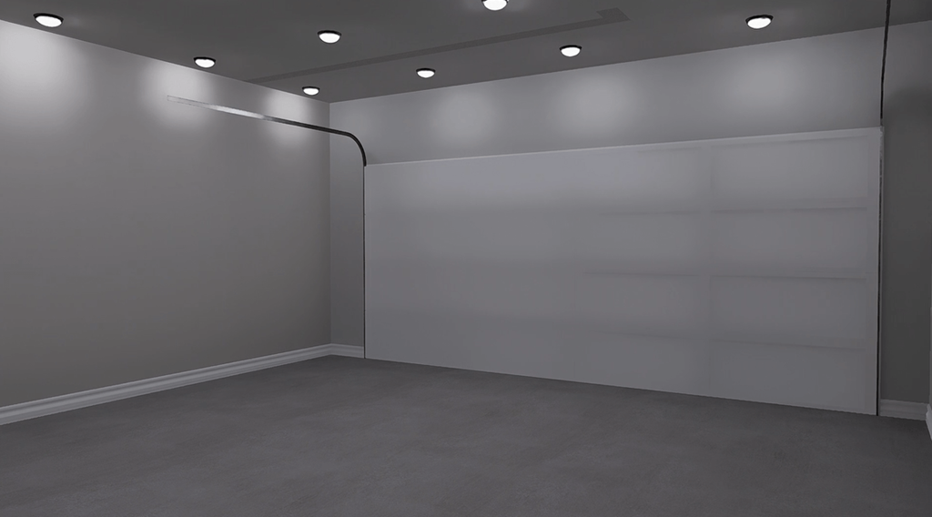 A room with a white wall and a white partition.