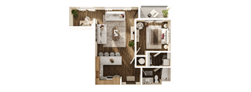 1Bed 1Bath Floor Plan at The Walter Apartments, Nebraska