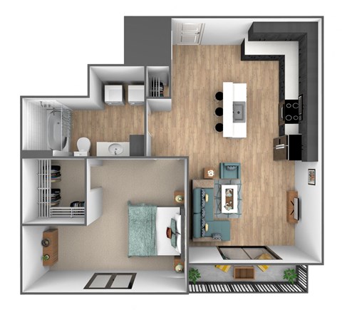 bedroom floor plan an in 1 bed 1 bath apartment floor plan, transparent png download