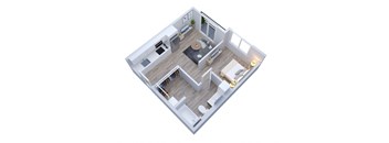 a floor plan of a small apartment with a bedroom and a living room