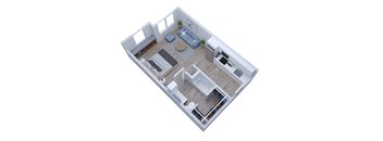 a floor plan of a small apartment with a bedroom and a living room