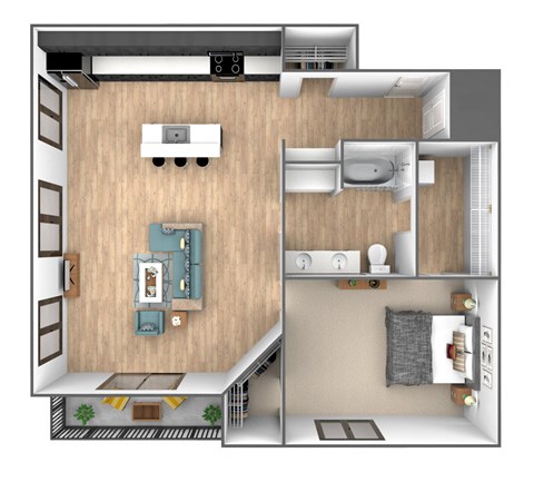 a floor plan of a two bedroom apartment with a bathroom and living room