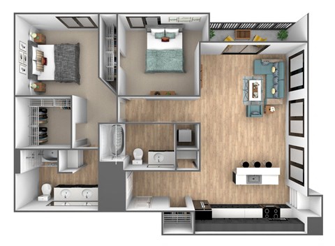 bedroom floor plan an in 1 bed 1 bath apartments, transparent png download