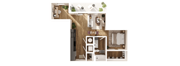 Tangent Floor Plan at Parallel Apartments, Omaha