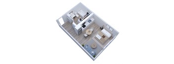 a floor plan of a small apartment with a bedroom and a living room