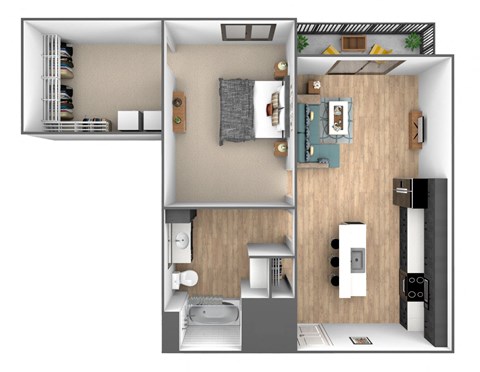 a floor plan of a one bedroom apartment with a bathroom and a closet