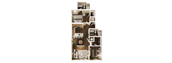 William 2A Floor Plan at The Walter Apartments, Nebraska, 68106