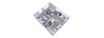 a floor plan of a small apartment with a bedroom and a living room