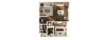 Xavier Floor Plan at The Walter Apartments, Omaha