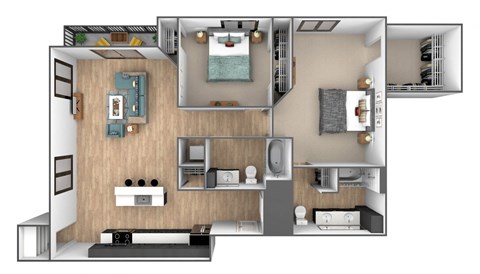 the bungalow floor plan with 1 bedroom and 1 bathroom