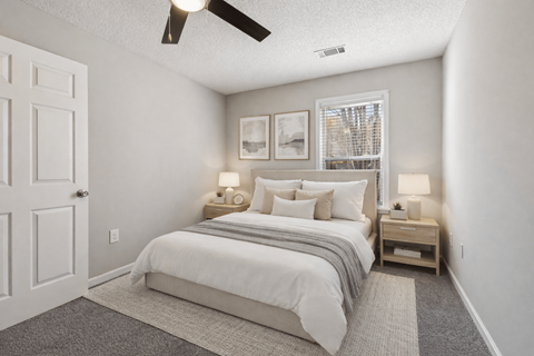 Bedroom with furnishings at Avalon Place Columbia SC